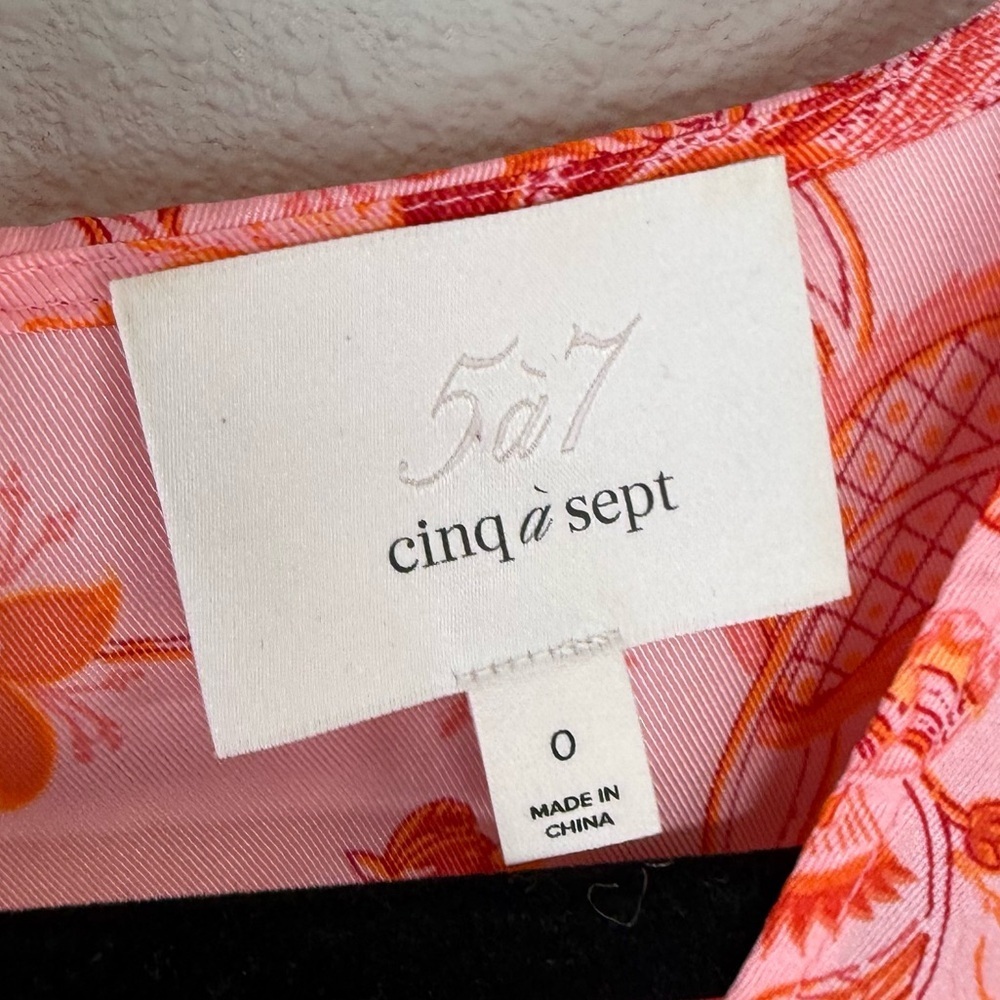 NWOT CINQ A SEPT Kay Floral-Print Midi-Dress English Rose Multi Boho Women’s 0 - Picture 6 of 14